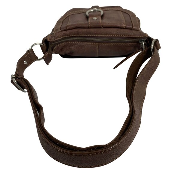 FOSSIL Distressed Brown Pebble Leather Medium Shoulder Crossbody Bag - Picture 6 of 12